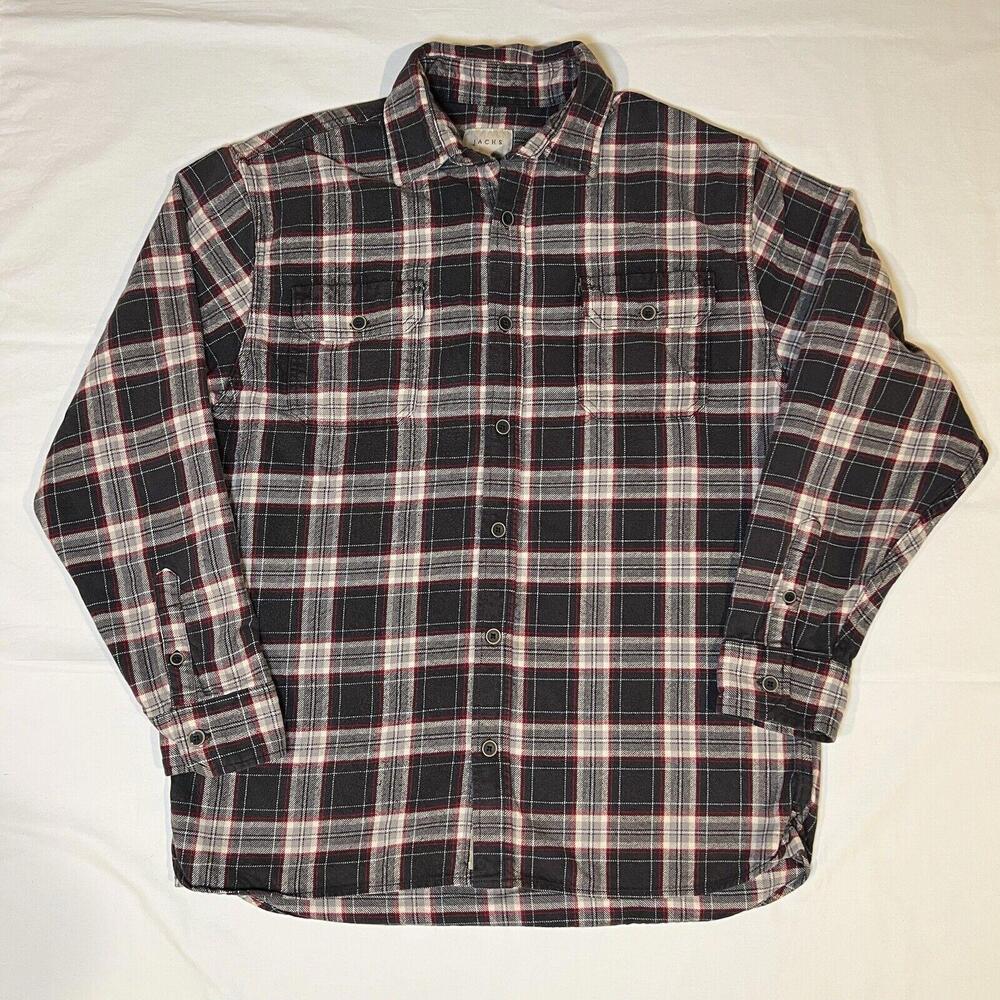 JACHS MEN’S HEAVY OUTDOOR WEAR BUTTON‎ -UP PLAID FLANNEL LONG SLEEVE SHIRT LARGE
